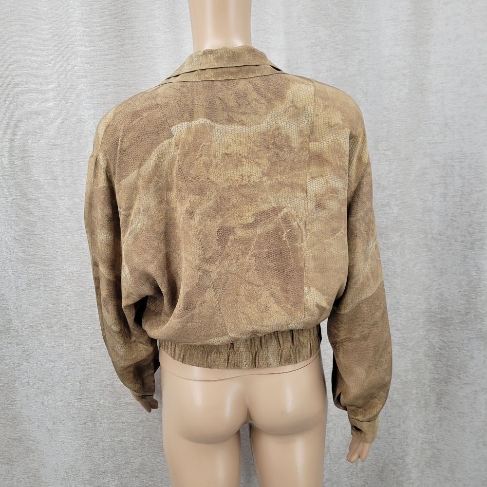 Vintage Silk Snakeskin Print Cropped Jacket Top & Faux Wrap Skirt Matching Set - Picture 6 of 15